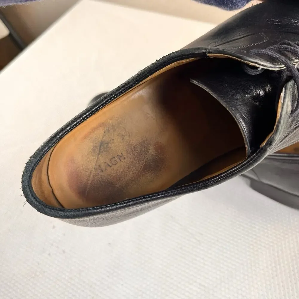 Magnanni Black Cap‎ Toe Oxfords Shoes, Made in Spain, Men's Size 10 D